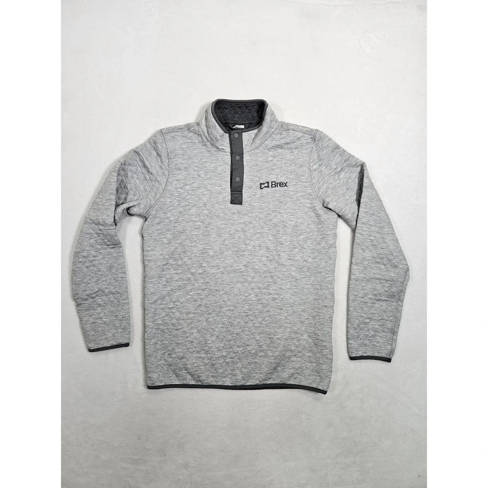 Marine Layer Corbet Quilted Pullover Mens Small Heather Grey Logo 